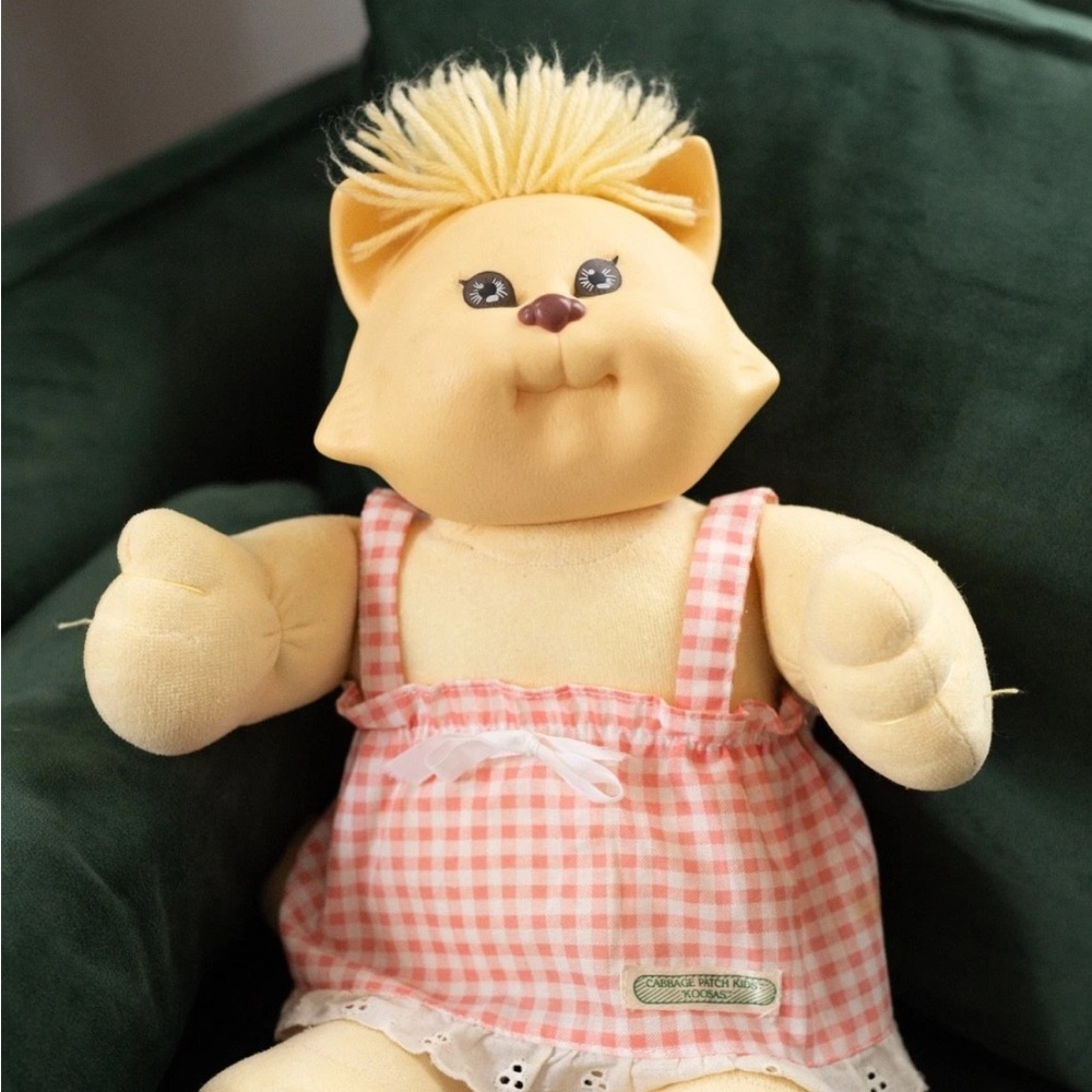 Cabbage Patch Koosas Adorable Plush Cat in Pink Checkered Dress